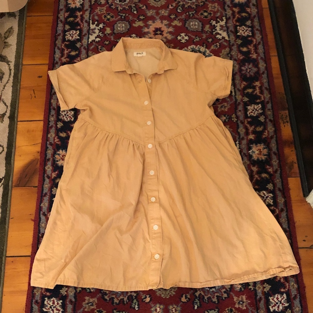 Pact organic cotton button down babydoll dress